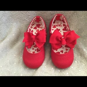 Baby Girl Red Fabric Shoes